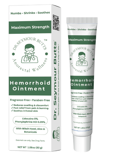 Maximum Strength Hemorrhoid Ointment box and tube